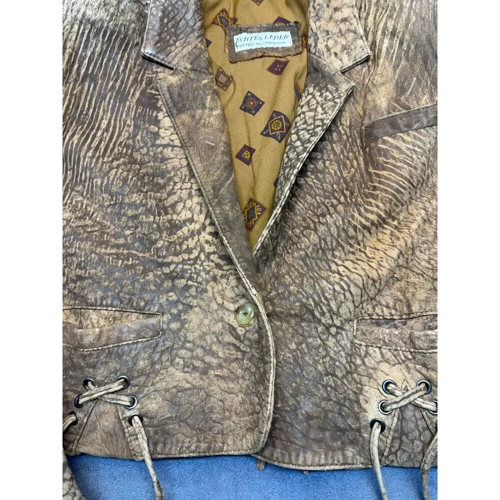 Vintage 1980’s Echtes Leder German Distressed Leather Jacket Size EU 40/US 8-10 - Picture 4 of 13